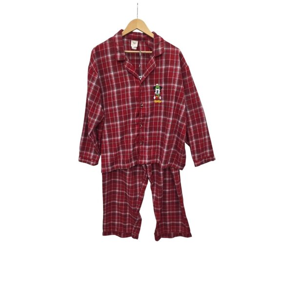 Disney Store Mens XL Two Piece Plaid Pajama Set Holiday Christmas Mickey Winter - Picture 1 of 7